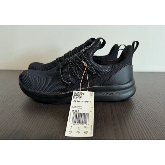Adidas Other - Adidas Lite Racer Adapt Sneakers Shoes Size 4.5 US Little Kid Boys Black NEW